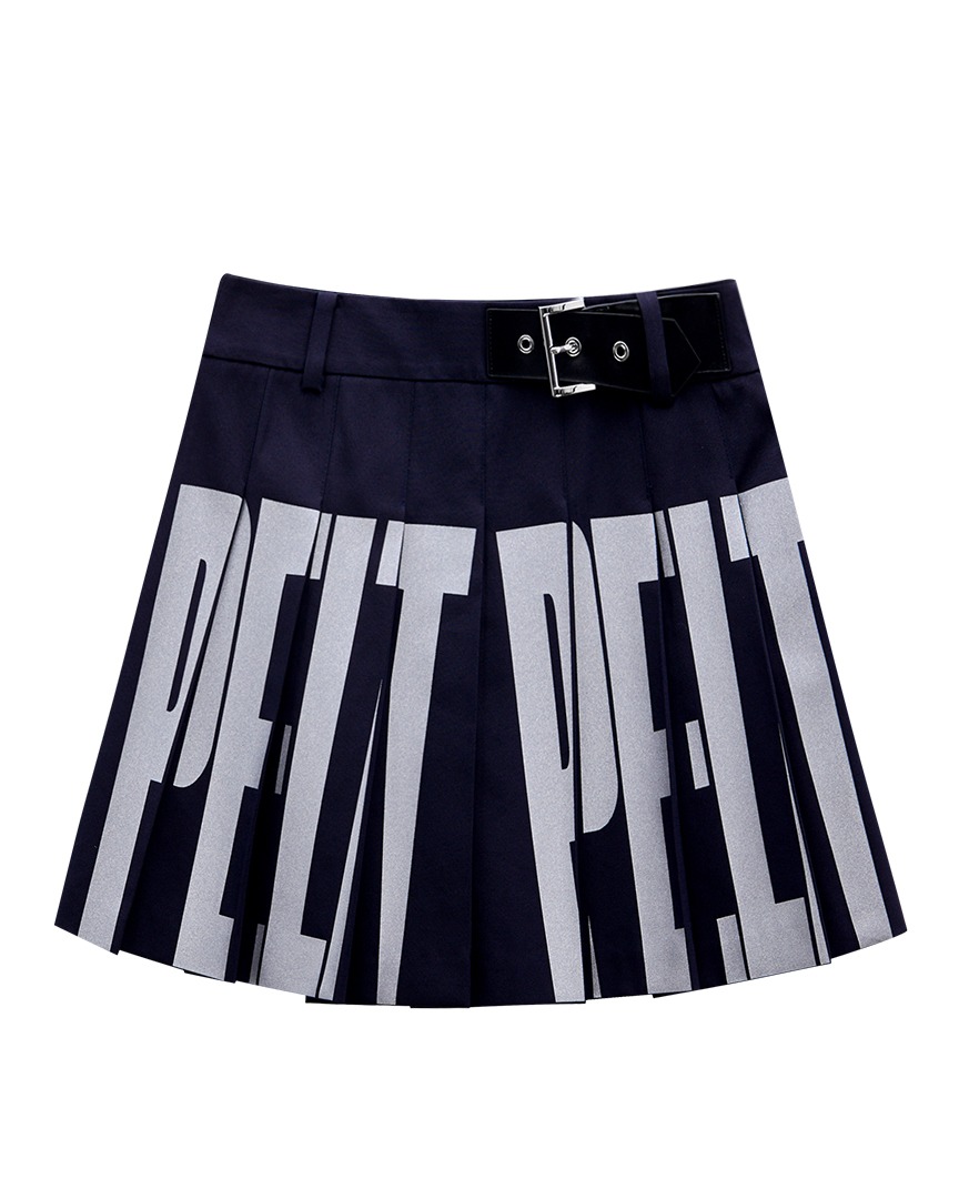 Gothic Logo Belted Mid Skirt : Navy (PA2SKF001NA)
