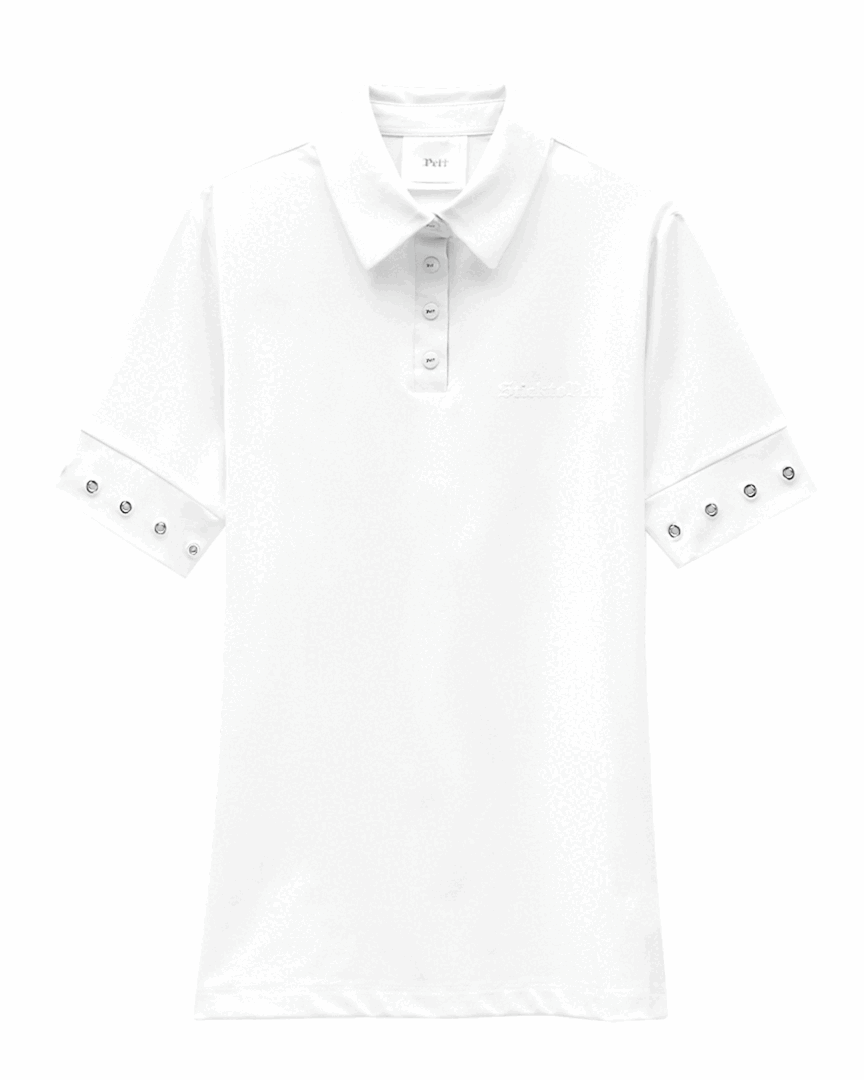 펠트 아일렛 링 컴파스 PK 셔츠 : 여성용 화이트  (PA2TSF017WH)