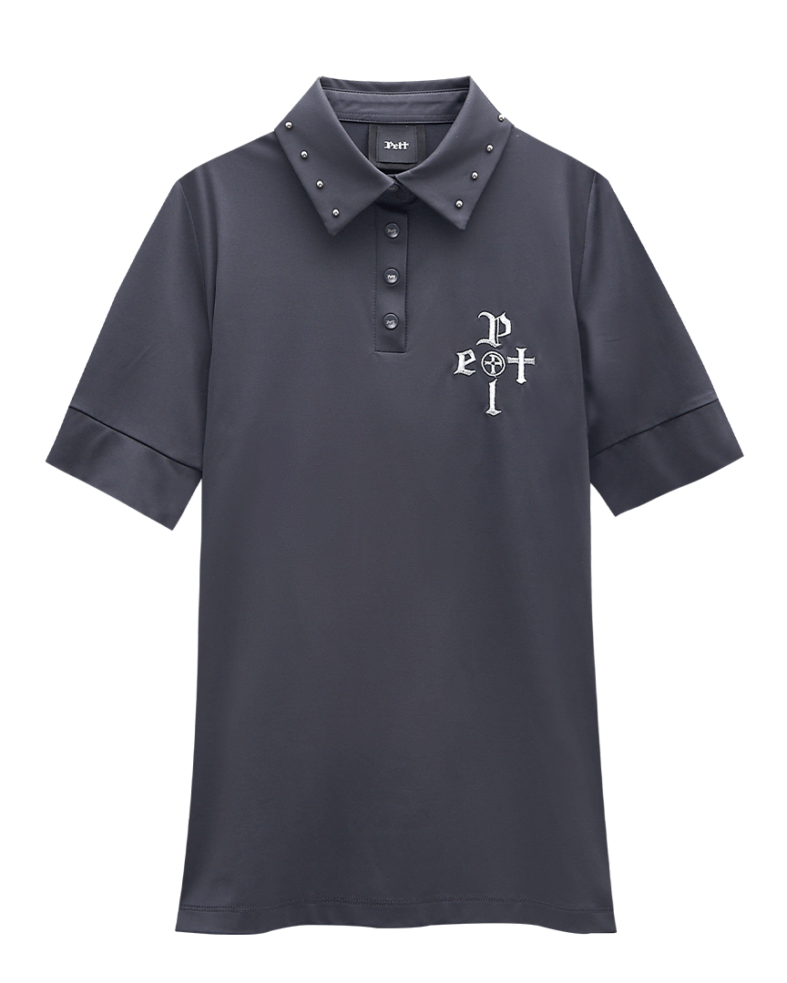 펠트 스틱 투 크라운 PK 셔츠 : 여성용 다크 그레이  (PA2TSF015DG)