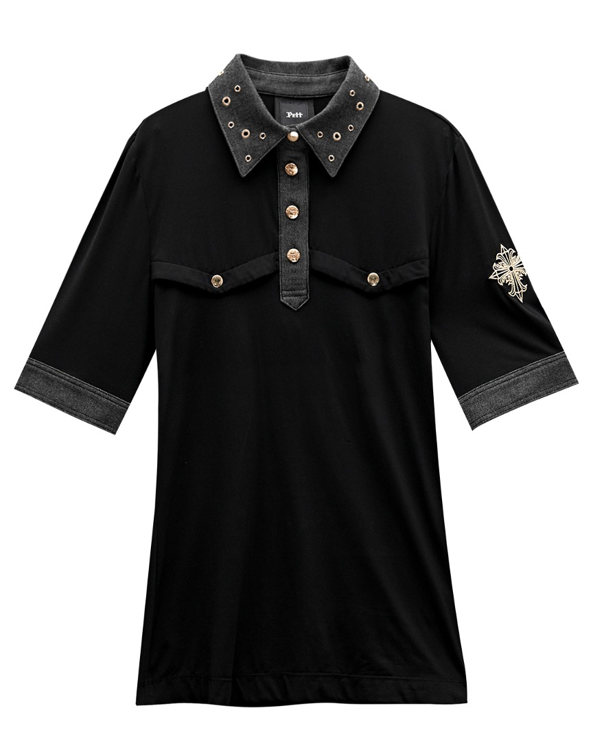 펠트 골든 도블론 레오 PK 셔츠 : 여성용 블랙 (PA2TSF023BK)