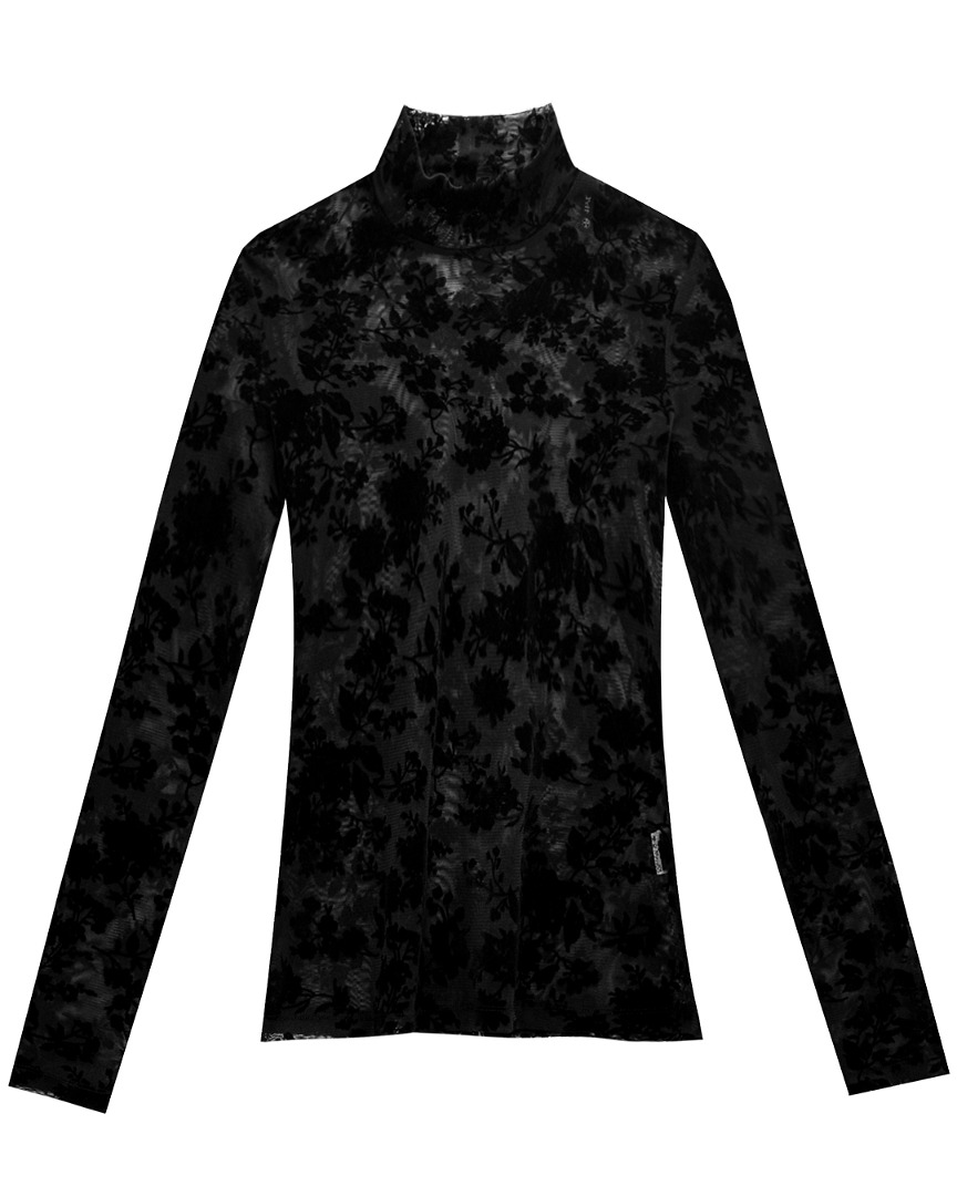 Ivy High-Neck Velvet Lace Sleeve : Women&#039;s Black (PA3INF003BK)