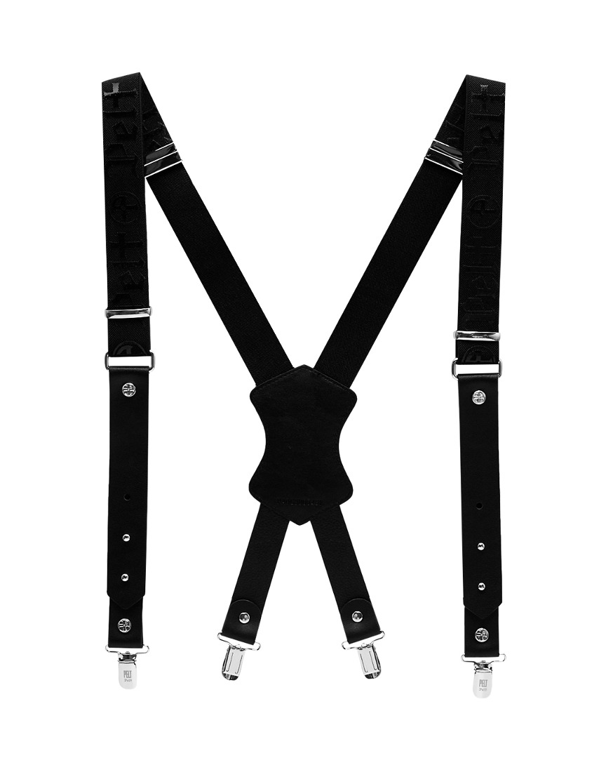 PELT Banding Leather Mixed Suspenders : Black (PA0GBU004BK)