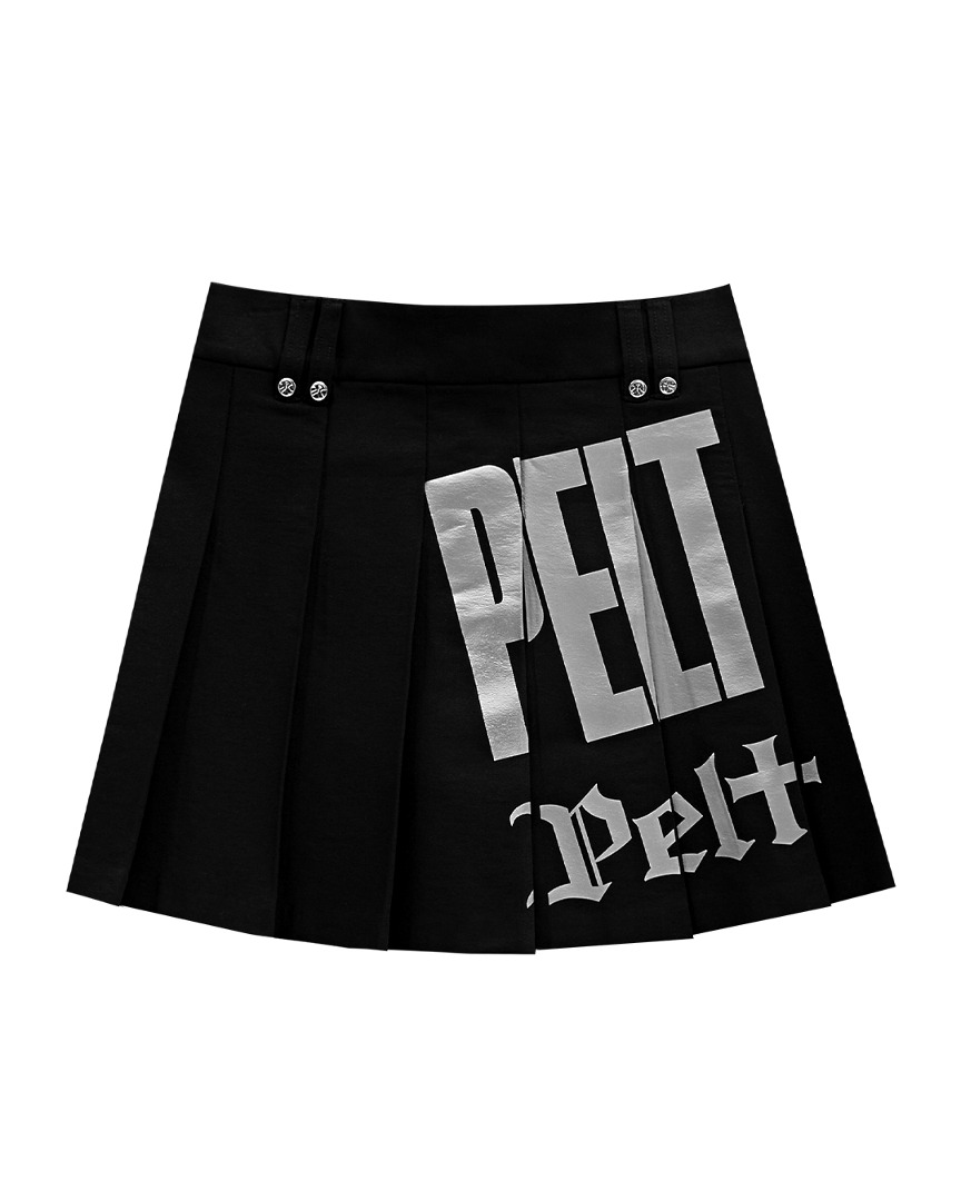 Silver Haus Logo Pleats Skirt : Black (PA4SKF056BK)