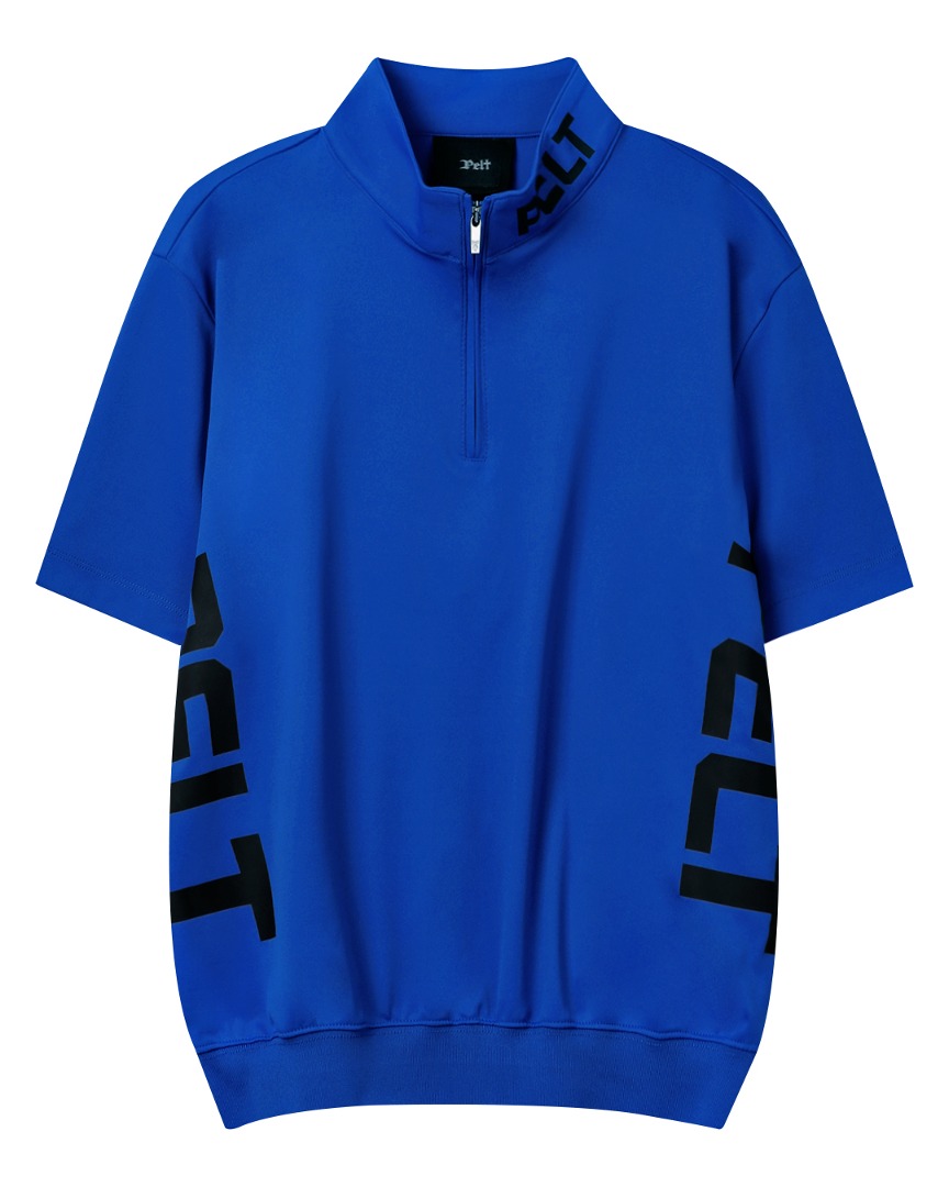 펠트 볼드 로고 베이직 하프 집업 티셔츠 : 남성용 블루 (PB2TSM042BL)