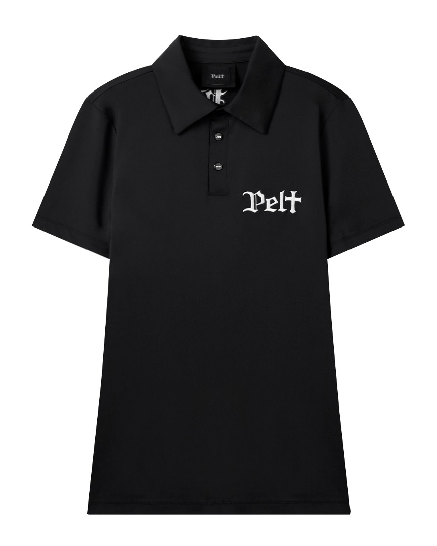 펠트 로고 자수 베이직 PK셔츠 : 여성용 블랙 (PB2TSF036BK)
