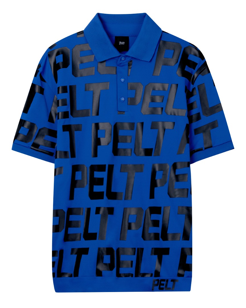 펠트 볼드 로고 패턴 PK 티셔츠 : 남성용 블루 (PB2TSM041BL)