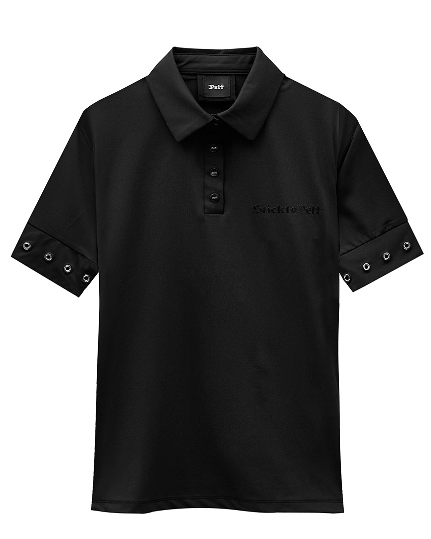 펠트 아일렛 링 컴파스 PK 셔츠 : 남성용 블랙  (PA2TSM017BK)