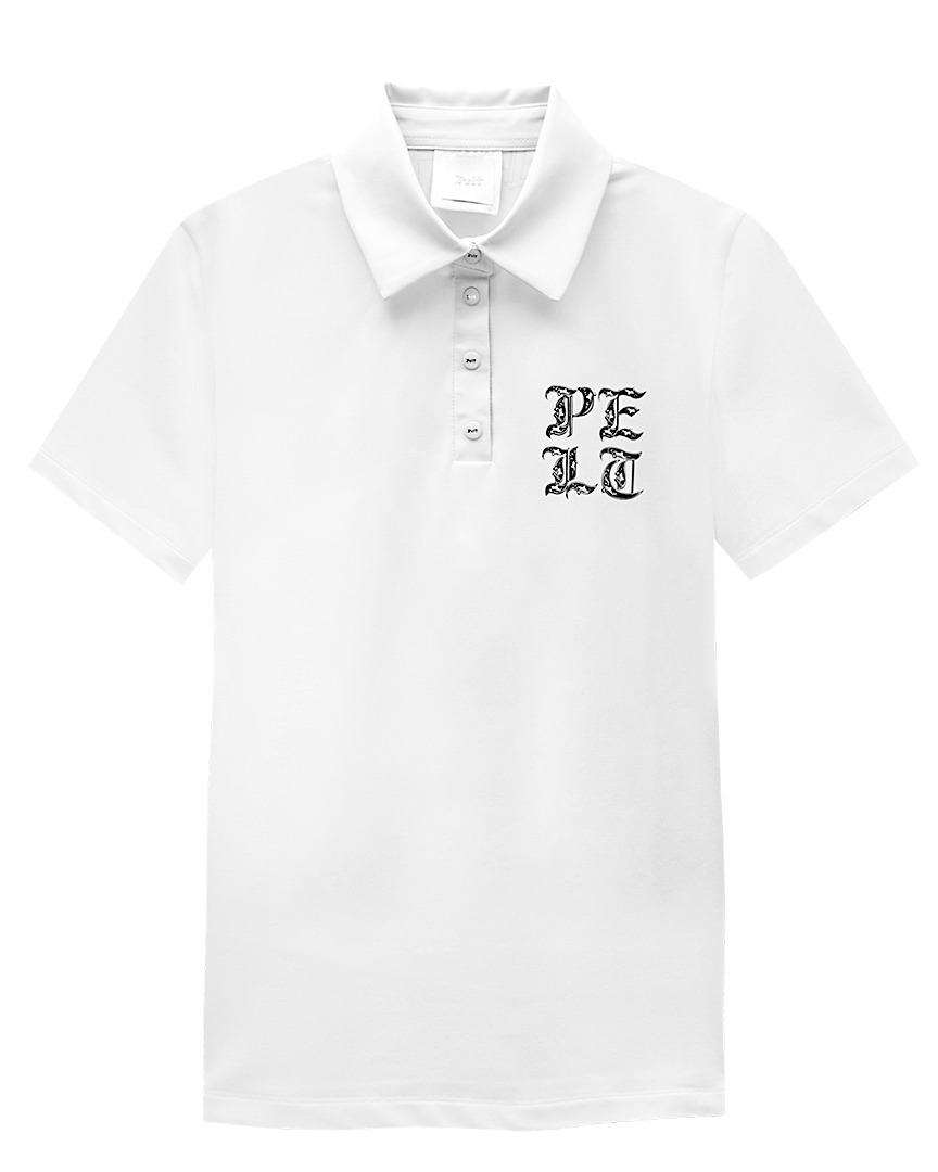 펠트 스컬 이니셜 PK 셔츠 : 남성용 화이트  (PA3TSM018WH)
