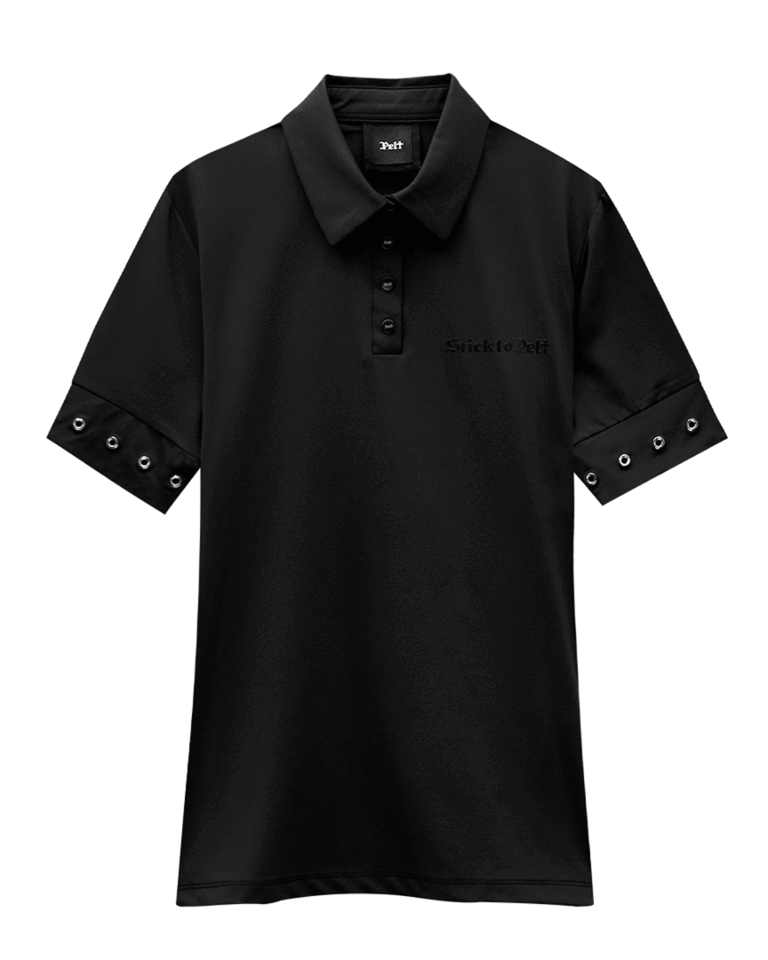 펠트 아일렛 링 컴파스 PK 셔츠 : 여성용 블랙  (PA2TSF017BK)