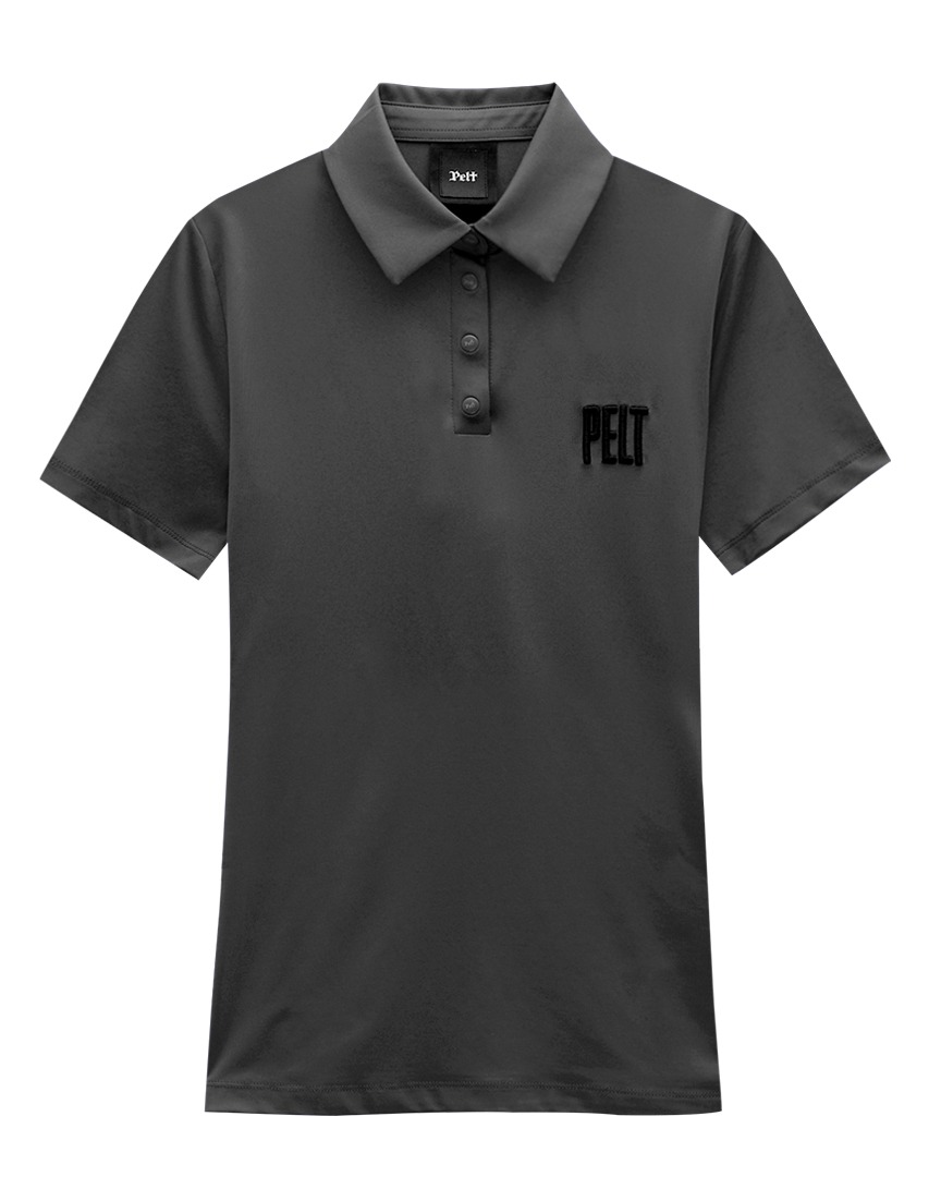 펠트 엠보 고딕 로고 PK 셔츠 : 여성용 다크 그레이  (PA3TSF013DG)