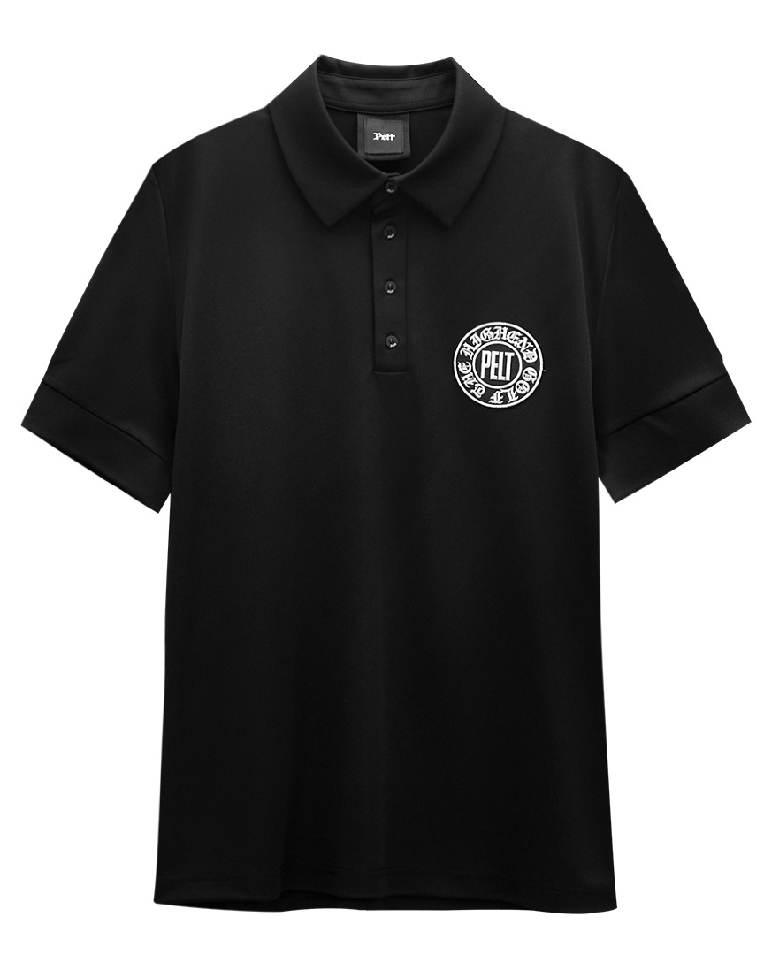 펠트 서클 엠블럼 베이직 PK 셔츠 : 남성용 블랙  (PA2TSM024BK)