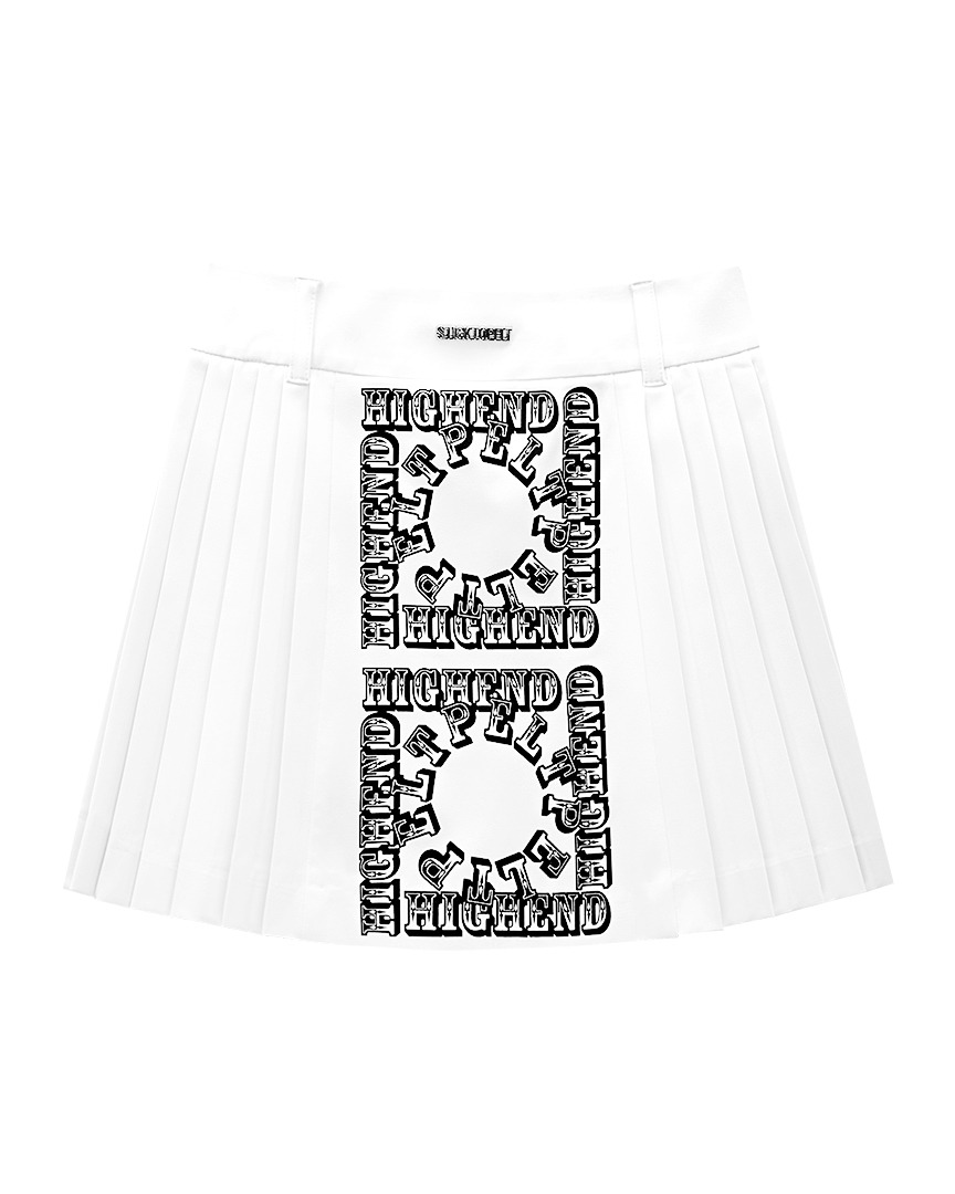 Border Frame Pleats Skirt : White (PA3SKF012WH)