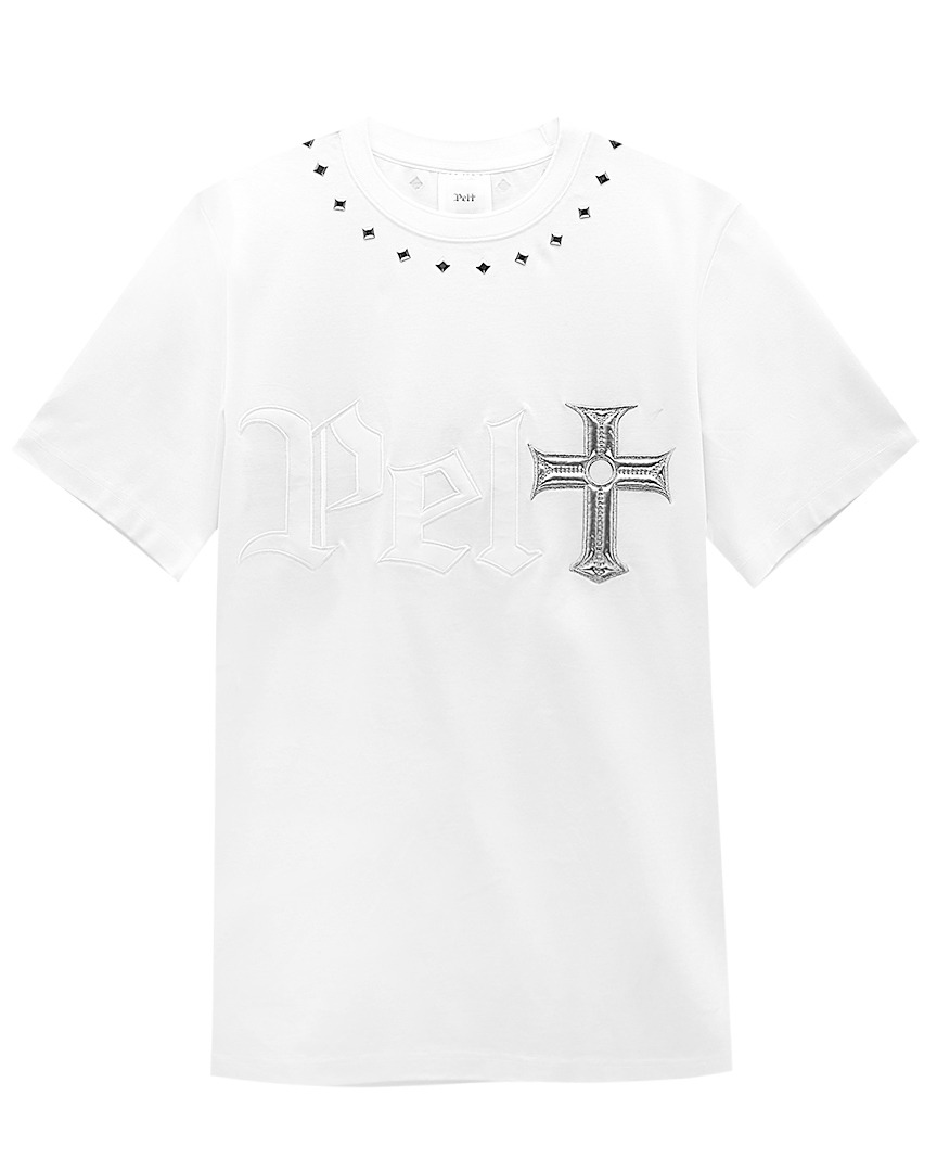 펠트 글로시 레터 로고 코튼 티셔츠 : 남성용 화이트 (PA2TSM025WH)