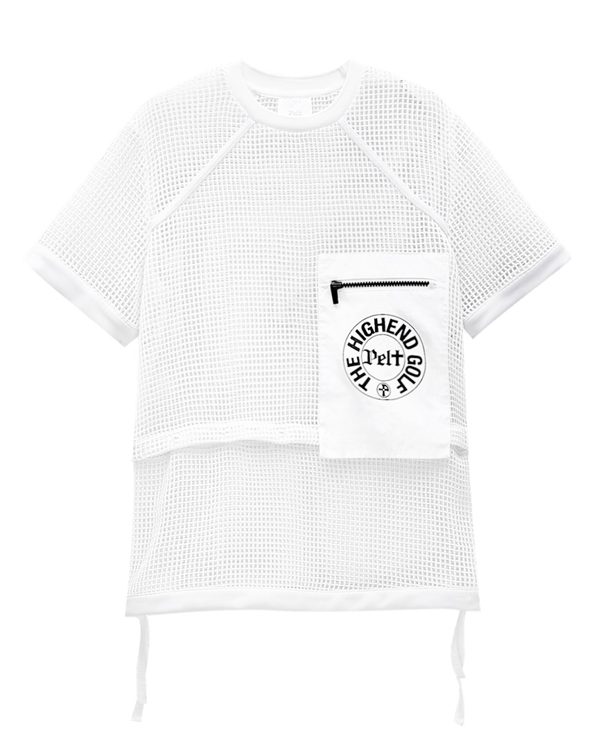 펠트 빅 포켓 메쉬 스트링 2-Way 티셔츠 : 여성용 화이트  (PA2TSF021WH)