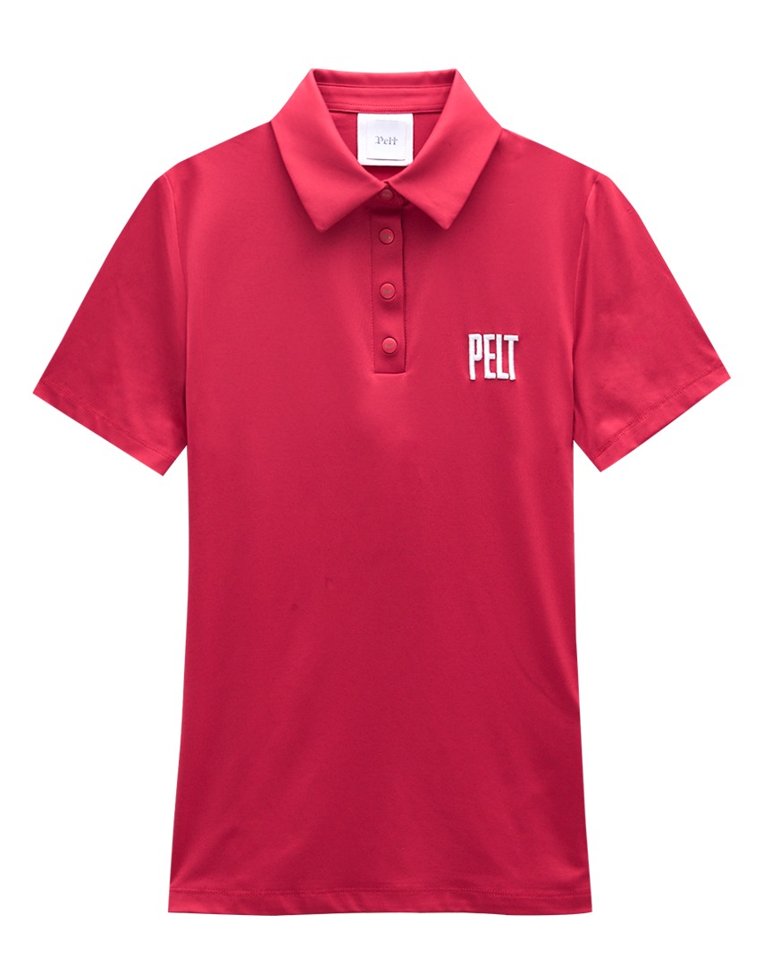 펠트 엠보 고딕 로고 PK 셔츠 : 여성용 다크 핑크  (PA3TSF013DP)