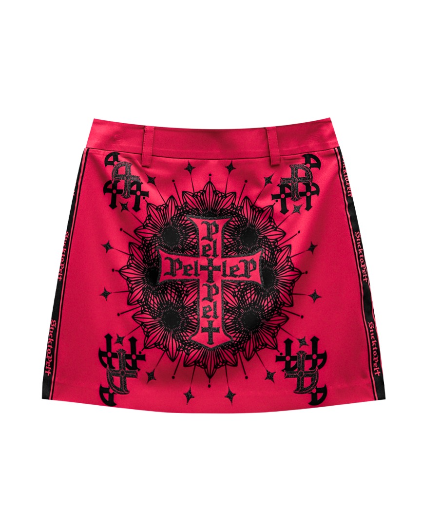Cross Cut Printing H-Skirt  : Dark Pink (PA2SKF020DP)