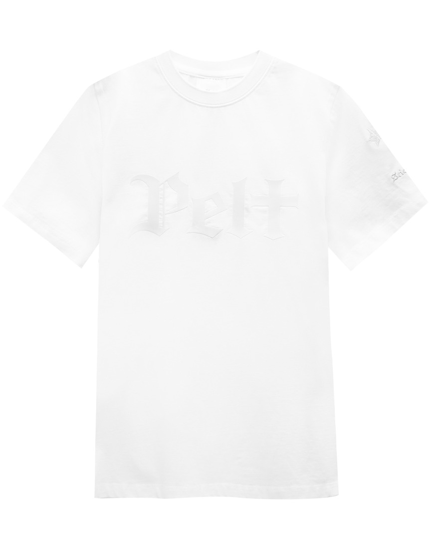 펠트 싱글 레터 티셔츠 : 남성용 화이트 (PA2TSM002WH)