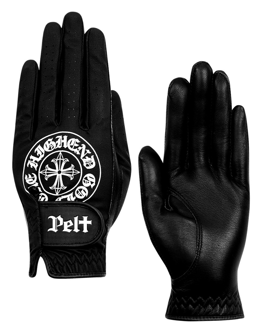 Gothic Emblem Sheepskin Golf Gloves : Women&#039;s Black (PA0GVF001BK)