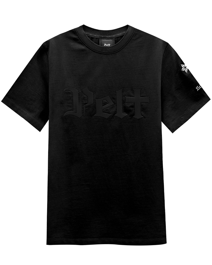 펠트 싱글 레터 티셔츠 : 남성용 블랙 (PA2TSM002BK)