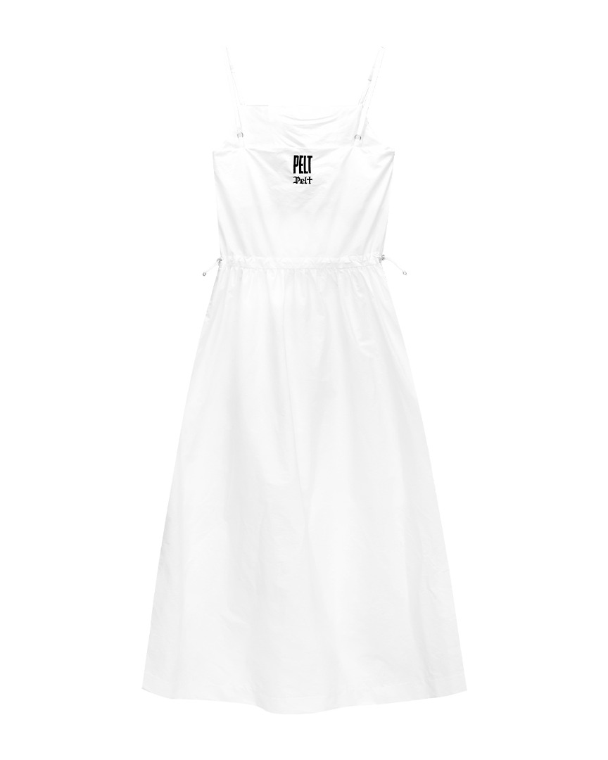 Haus Logo Shirring Maxi Dress : White (PA3OPF202WH)