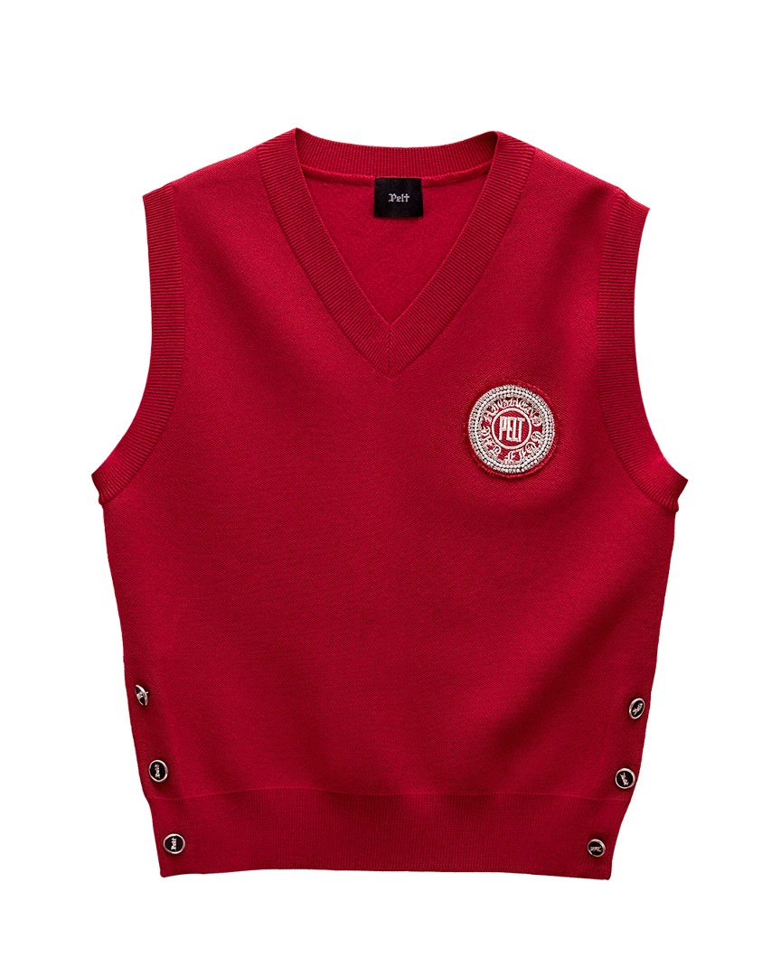 Emblem Badge Knit Vest : Women&#039;s Dark Pink (PA3KVF001DP)