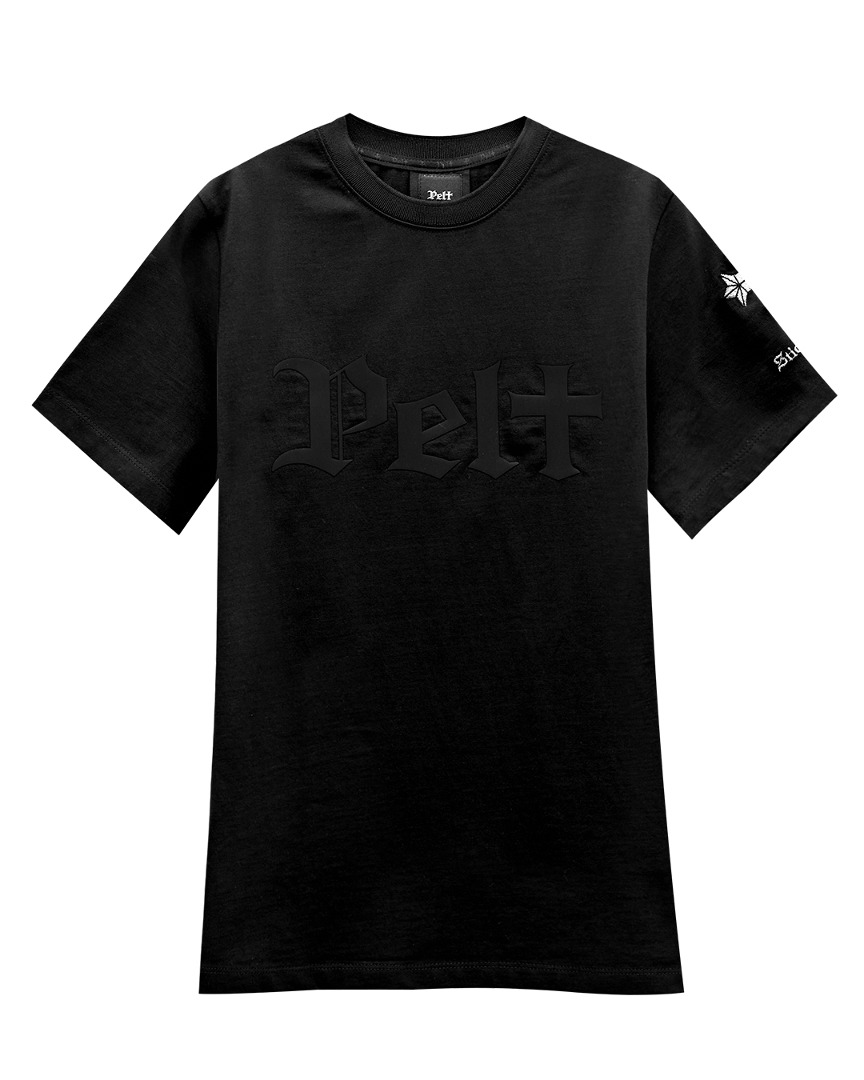 펠트 싱글 레터 티셔츠 : 여성용 블랙 (PA2TSF002BK)