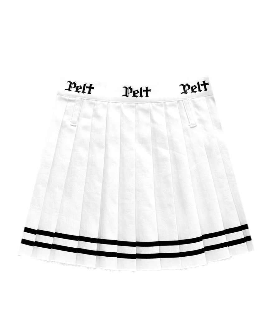 Orizzonte Line Denim Pleats Skirt : White (PA2SKF005WH)