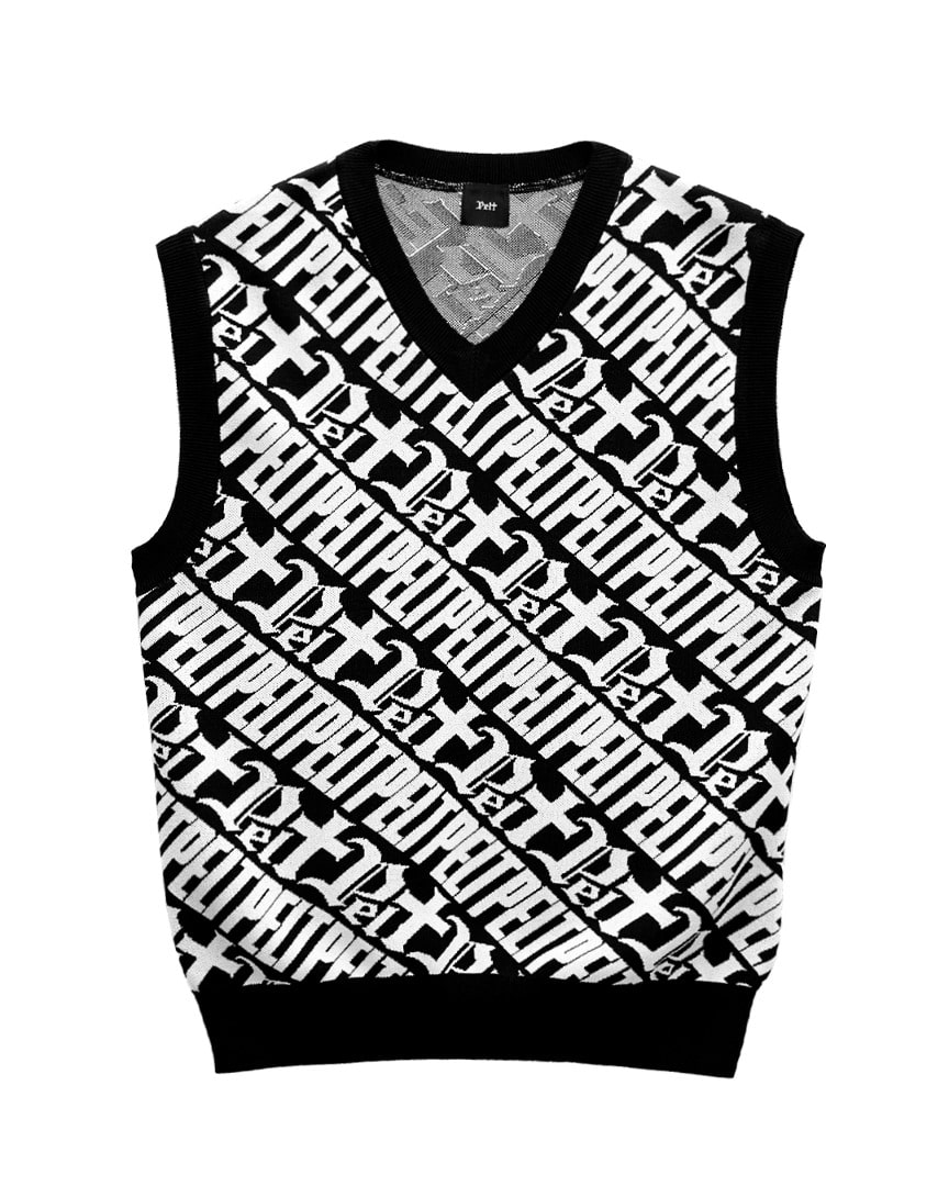 Pelt Logo Play Jacquard Knit Vest : Men&#039;s Black (PA3KVM003BK)