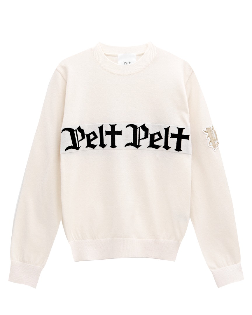 Dual - Gothic Logo Round Neck Knit Pullover : Women&#039;s Ivory (PA4KTF306IV)
