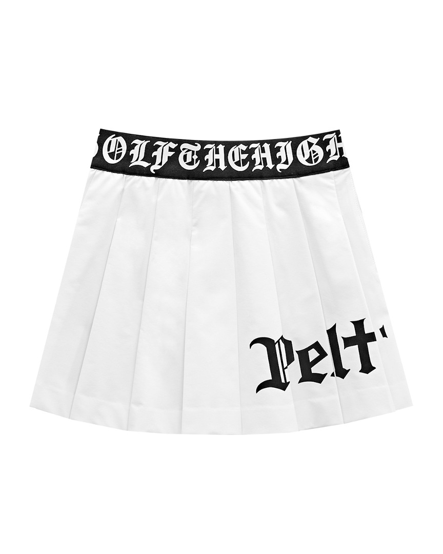 Gothic Line Belt Banding Pleats Skirt : White (PA4SKF054WH)