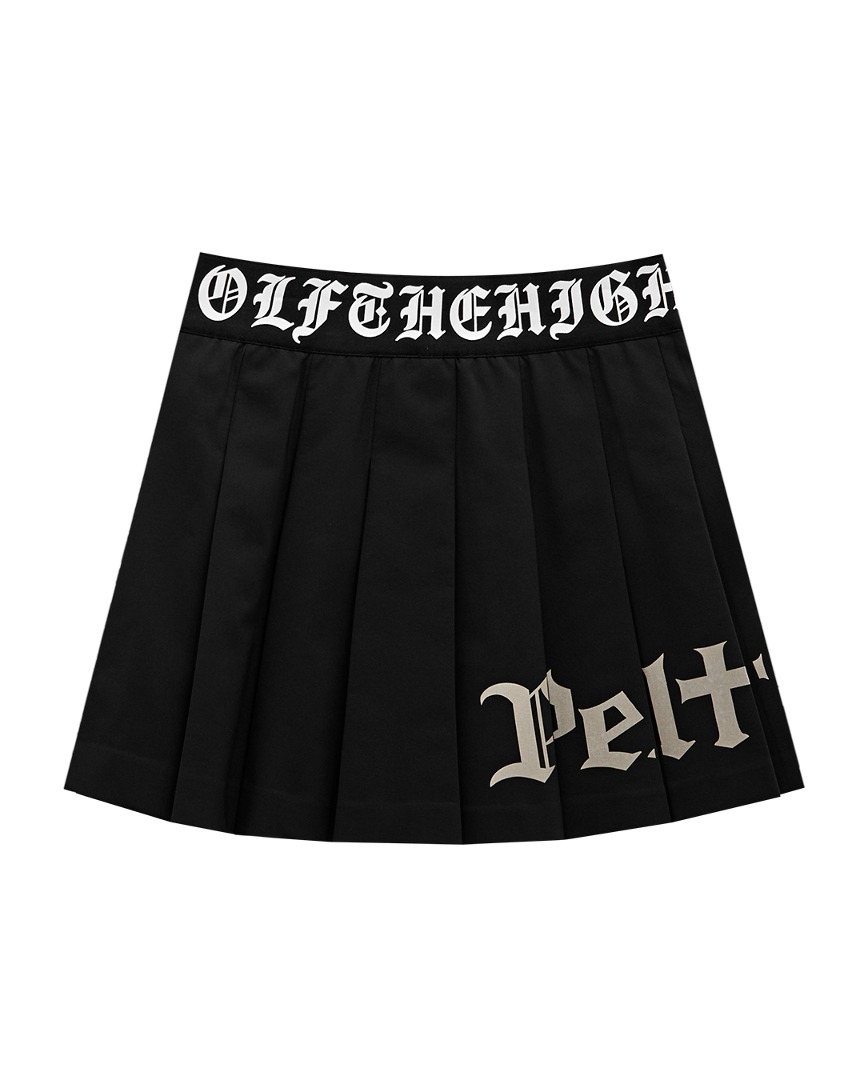 Gothic Line Belt Banding Pleats Skirt : Black (PA4SKF054BK)