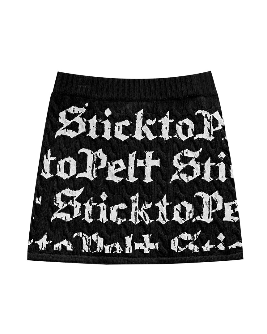Stick to Pelt Twisted Knit H-Skirt : Black (PA4SKF307BK)