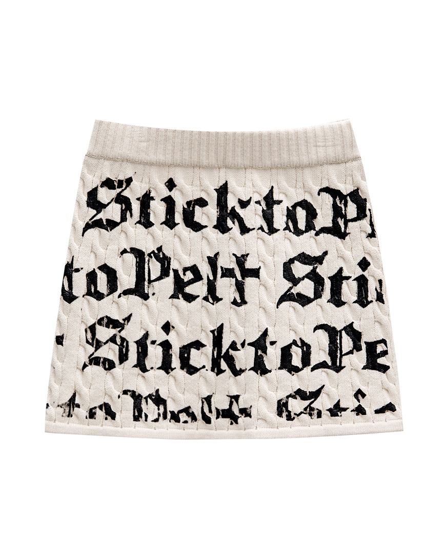 Stick to Pelt Twisted Knit H-Skirt : Ivory (PA4SKF307IV)