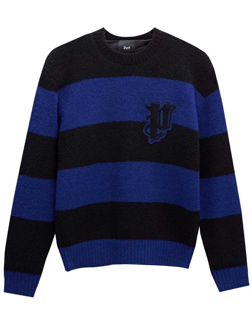 Stick P Block Stripe Alpaca Knit Pullover : Men&#039;s Blue (PB1KTM311BL)