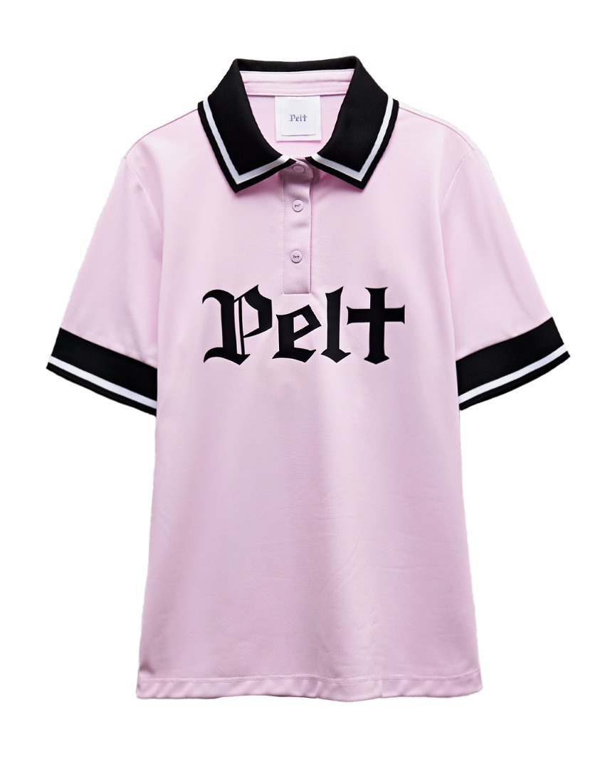 펠트 블록 라인 레터 로고 PK 셔츠 : 여성용 핑크 (PB2TSF033LP)