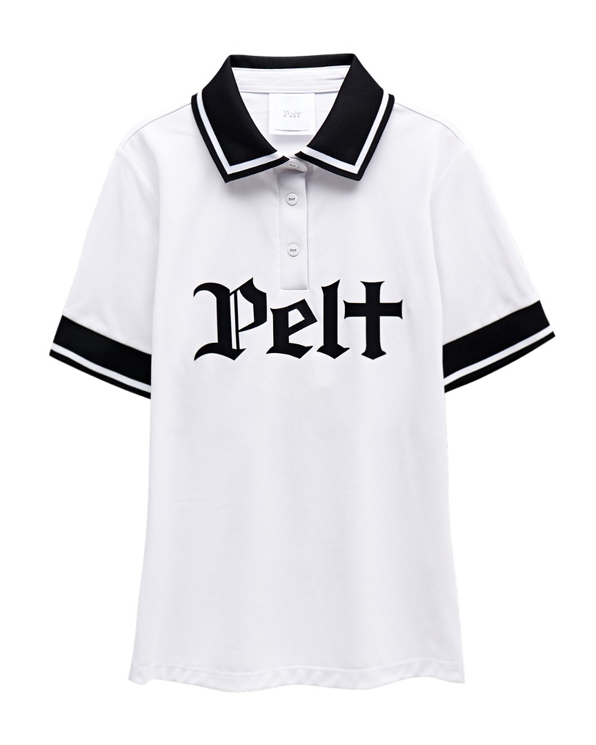 펠트 블록 라인 레터 로고 PK 셔츠 : 여성용 화이트 (PB2TSF033WH)